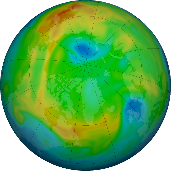 Arctic ozone map for 25 December 2016